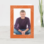 Halloween Orange Frame Foto Card Spider Web Karte (Vorderseite)