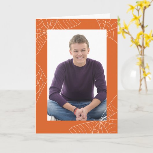 Halloween Orange Frame Foto Card Spider Web Karte (Gelbe Blume)