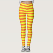Halloween Orange, Gelb Strips Leggings (Vorderseite)