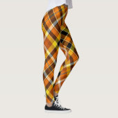 Halloween Orange, Gelb und Schwarz Kariert Leggings (Rechts)