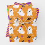 Halloween Orange Ghost Niedlich Stripes Docks Kind Geschenkpapier Set (Beispiel)