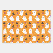 Halloween Orange Ghost Niedlich Stripes Docks Kind Geschenkpapier Set (Vorderseite)