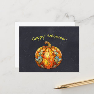 Halloween Orange Glass Pumpkin Feiertagspostkarte