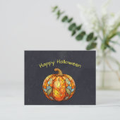 Halloween Orange Glass Pumpkin Feiertagspostkarte (Stehend Vorderseite)