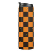 Halloween Orange Karo-Muster-Wärmebecher Thermosbecher (Nach rechts gedreht)