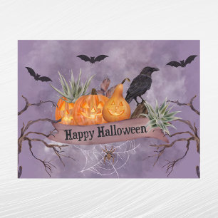 Halloween Orange Kürbis Krähe Spinne Fledermäuse Feiertagspostkarte