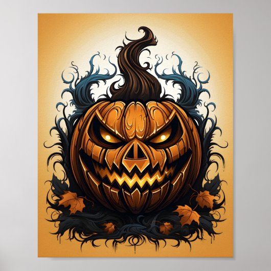 Halloween Orange Kürbislaterne Spooky Pumpkin Poster (Vorne)
