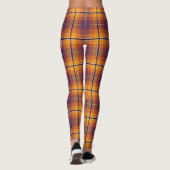 Halloween Orange & Lila Kariertes Muster Leggings (Rückseite)