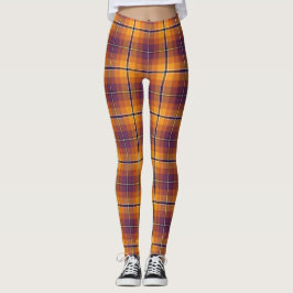 Halloween Orange & Lila Kariertes Muster Leggings