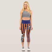 Halloween Orange Lila Spooky Skeleton Spider Capri Leggings (Vorderseite)