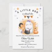 Halloween Orange Little Boo Ghost Girl Babydusche Einladung (Vorderseite)