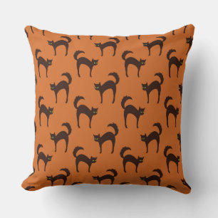 HALLOWEEN ORANGE MIT SCHWARZEN KATZEN KISSEN