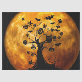 Halloween Orange Moon Pumpkins Owls Beängstigender Seidenpapier