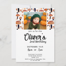 Halloween Orange Mushroom Fall Foto Geburtstag Einladung