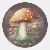 Halloween Orange Mushroom Runder Aufkleber (Vorderseite)