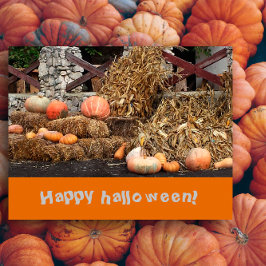 Halloween Orange Pumkin rustikal Postkarte