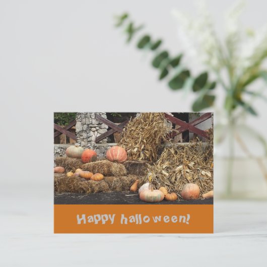 Halloween Orange Pumkin rustikal Postkarte (Stehend Vorderseite)