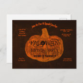 Halloween Orange Pumpkin Birthday Party Einladungspostkarte (Vorne/Hinten)