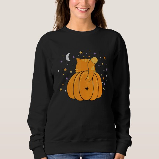 Halloween Orange Pumpkin Cat Butt For Cat Sweatshirt (Vorderseite)