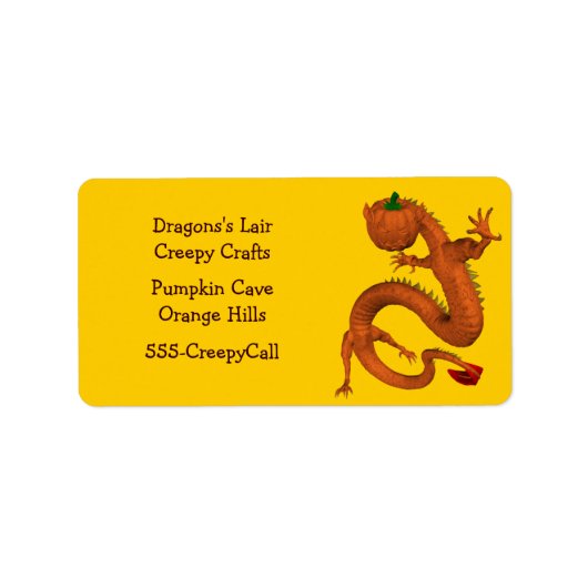 Halloween Orange Pumpkin Dragon Adressaufkleber (Vorne)