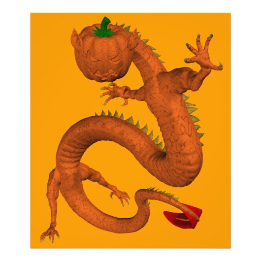 Halloween Orange Pumpkin Dragon Fotodruck (Vorne)