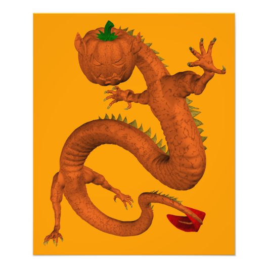 Halloween Orange Pumpkin Dragon Fotodruck (Vorne)