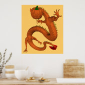 Halloween Orange Pumpkin Dragon Poster (Küche)