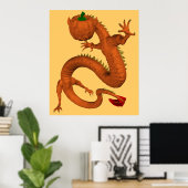 Halloween Orange Pumpkin Dragon Poster (Heimbüro)