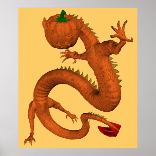 Halloween Orange Pumpkin Dragon Poster (Vorne)