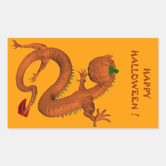Halloween Orange Pumpkin Dragon Rechteckiger Aufkleber (Vorderseite)