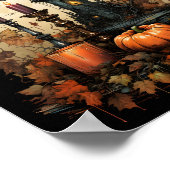 Halloween Orange Pumpkin, Fledermäuse, Kerze und B Poster (Ecke)