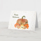 Halloween Orange Pumpkin Floral Karte