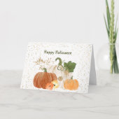 Halloween Orange Pumpkin Gold Floral Karte (Vorderseite)