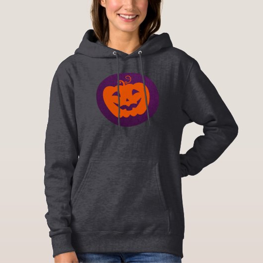Halloween Orange Pumpkin im Lila Hintergrund Hoodie (Vorderseite)