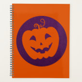 Halloween Orange Pumpkin im Lila Hintergrund Planer (Vorderseite)