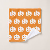 Halloween Orange Pumpkins Muster Spooky Beängstige Badhandtuch Set (Waschlappen)