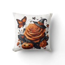 Halloween Orange Rose Hexenhut Kürbis 