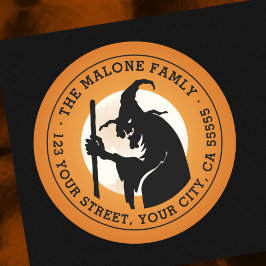 Halloween-Orange-Rücksendeadresse Runder Aufkleber