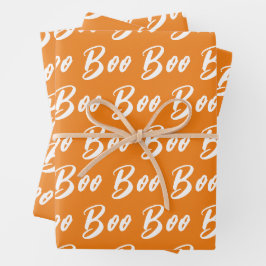 Halloween-Orange-Schriftzeichen Geschenkpapier Set