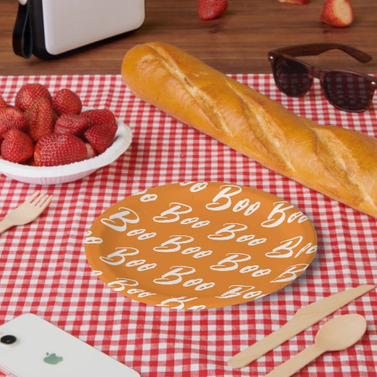 Halloween-Orange-Schriftzeichen Pappteller (Picknick)