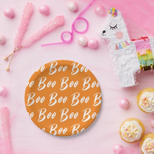 Halloween-Orange-Schriftzeichen Pappteller (Party)