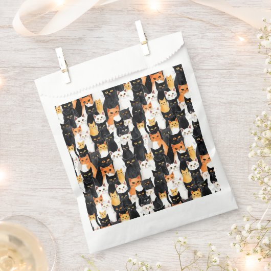 Halloween Orange Schwarz-weiß Cats Geschenktütchen (Ausgeschnitten)
