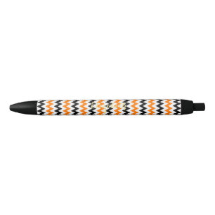 Halloween Orange Schwarz-weiß Pattern Mit Monogram Kugelschreiber
