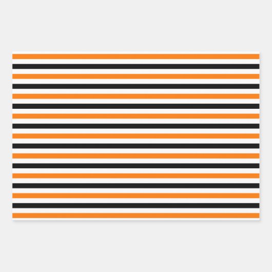 Halloween Orange Schwarz-weiß Stripes Patterngesch Geschenkpapier Set (Vorderseite 3)