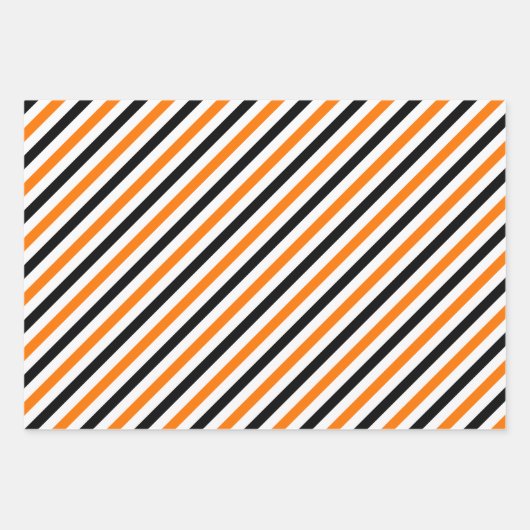Halloween Orange Schwarz-weiß Stripes Patterngesch Geschenkpapier Set (Vorderseite 2)