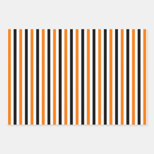 Halloween Orange Schwarz-weiß Stripes Patterngesch Geschenkpapier Set (Vorderseite)