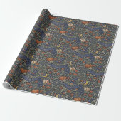 Halloween Orange Schwarze Katzen Fledermäuse Geschenkpapier (Ungerollt)