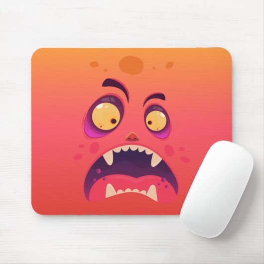 Halloween Orange Shocked Monster Mousepad (Mit Mouse)