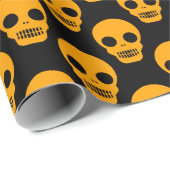 Halloween | Orange Skull Halloween Geschenkpapier (Rolleneckpunkt)