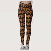 Halloween Orange Skull Pattern Leggings (Vorderseite)